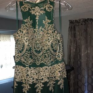 Hunter green dress.